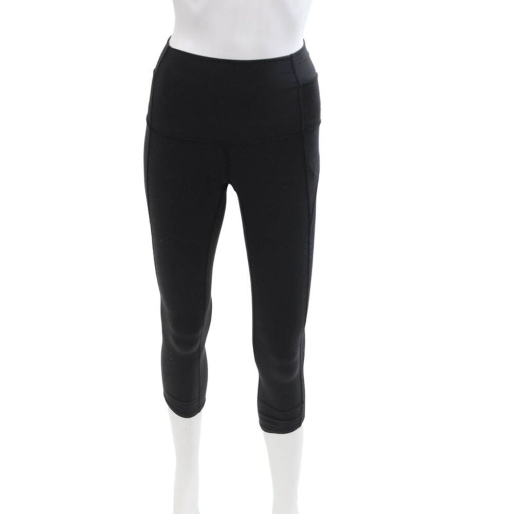 Lululemon Womens High Waisted Elastic Waistband Capri Leggings Black Size 2